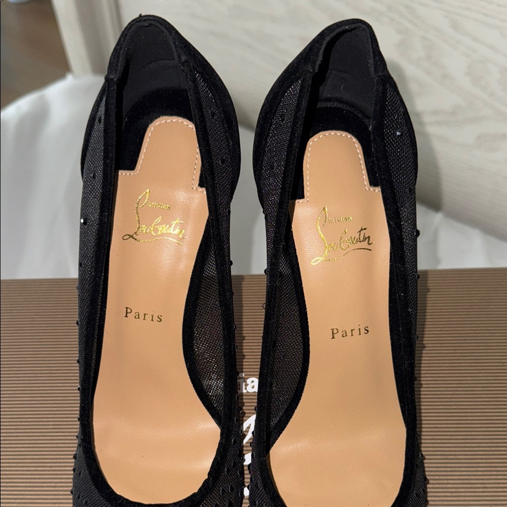 Christian Louboutin Black Mesh Stilettos - Picture 2 of 6